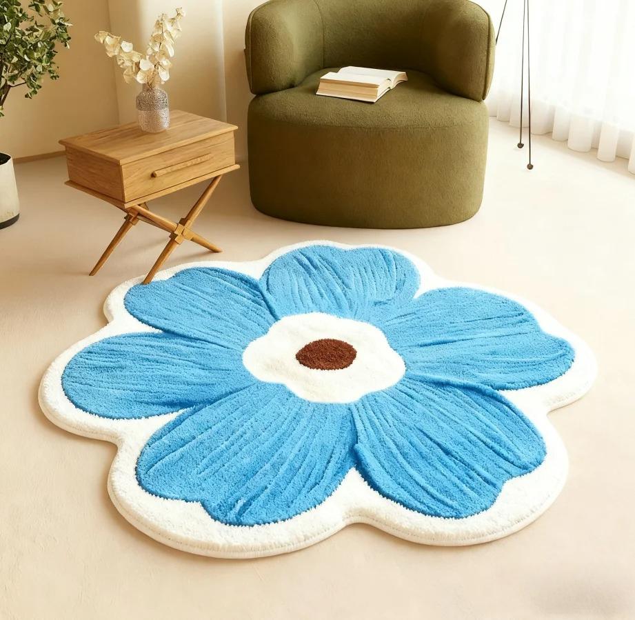 Flower Pattern Bedroom Decor Plush Carpet Fluffy Soft Carpets for Living Room Thick Washable Lounge Floor Mat Home Anti-slip Rug