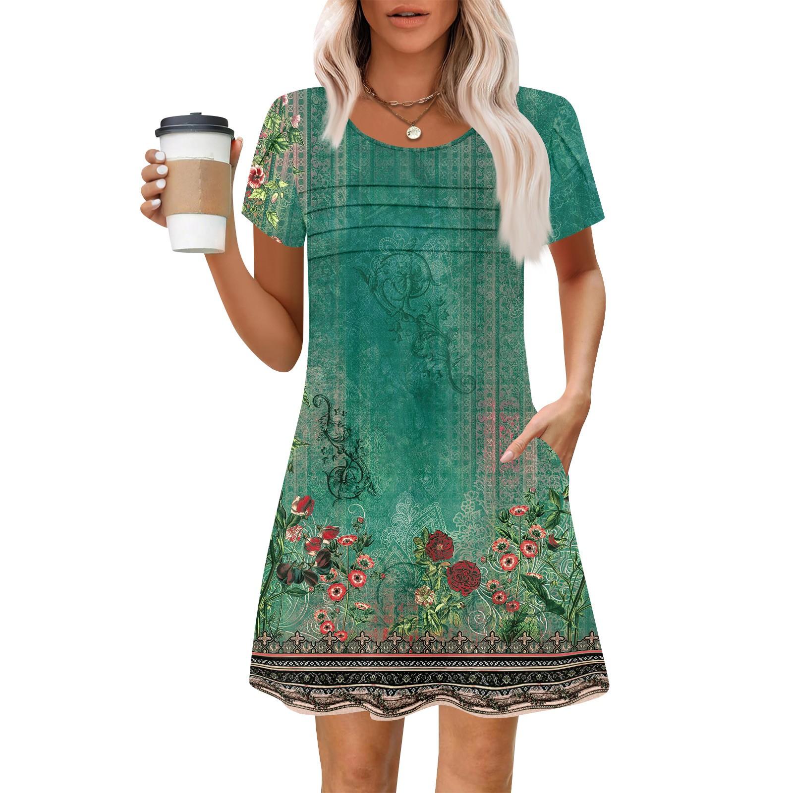 

Женские летние повседневные лепестковые узкие полосатые плиссированные однотонные платья XXL зелёный