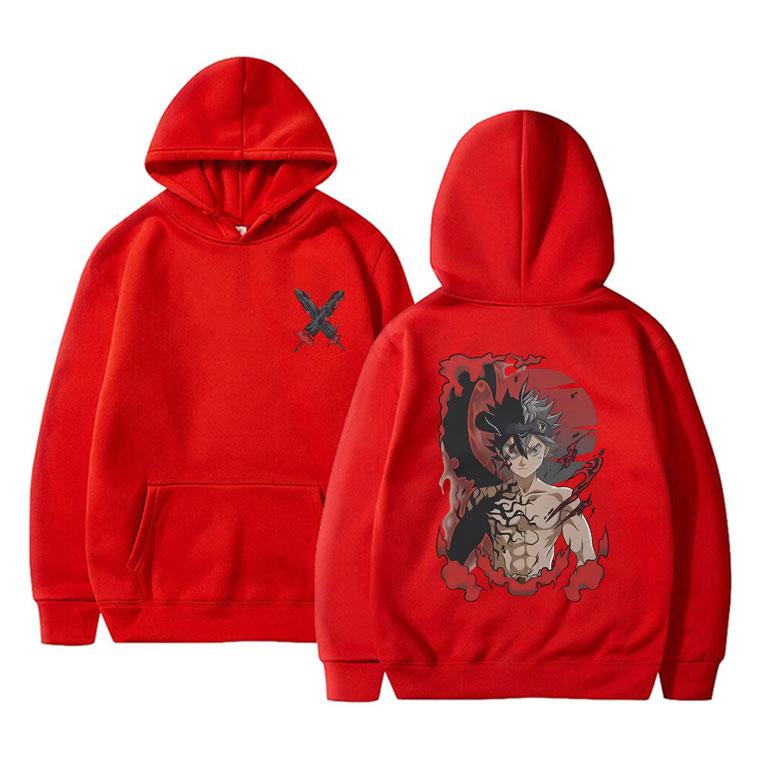 Japonské anime Black Clover Print Mikina s kapucí Manga Asta Grafika Mikiny s dlouhým rukávem Unisex Dámská Móda Ležérní mikina oversized