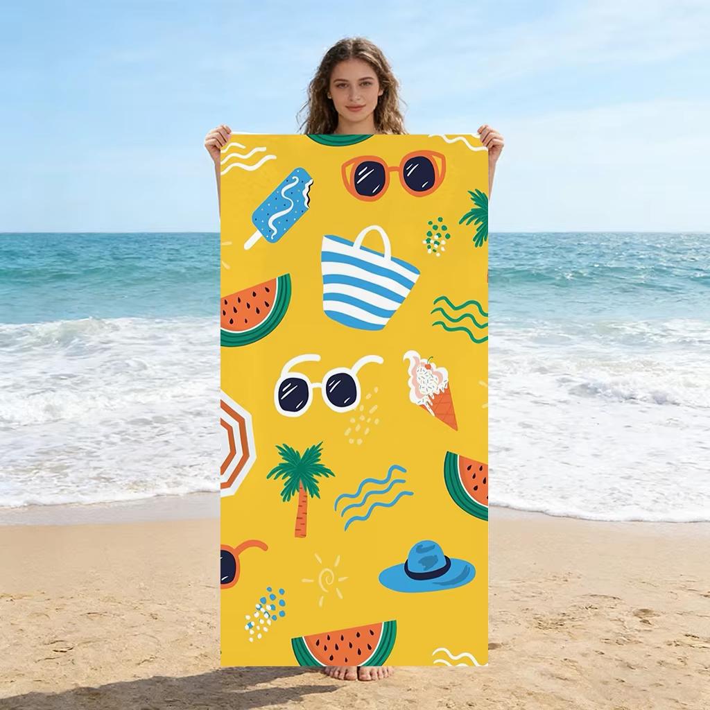 1Pc Summer Vacation Beach Towel, Soft Lightweight Design For Gym, Swimming, Pool And Seaside Use, Practical Daily Essential