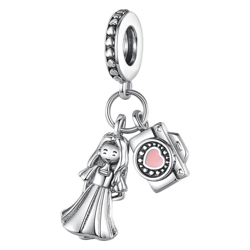 Glamour Jewelry Suitcase Camera Beaded Silver Plated Diy Accessories For Bracelets Necklace Women