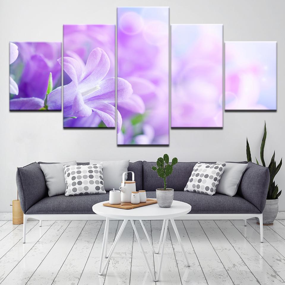 

The pink Lilac Flowers 5 Piece Wallpapers Art Canvas Print modern Poster Modular art painting for Living Room Home Decor 20x35 20x45 20x55cm