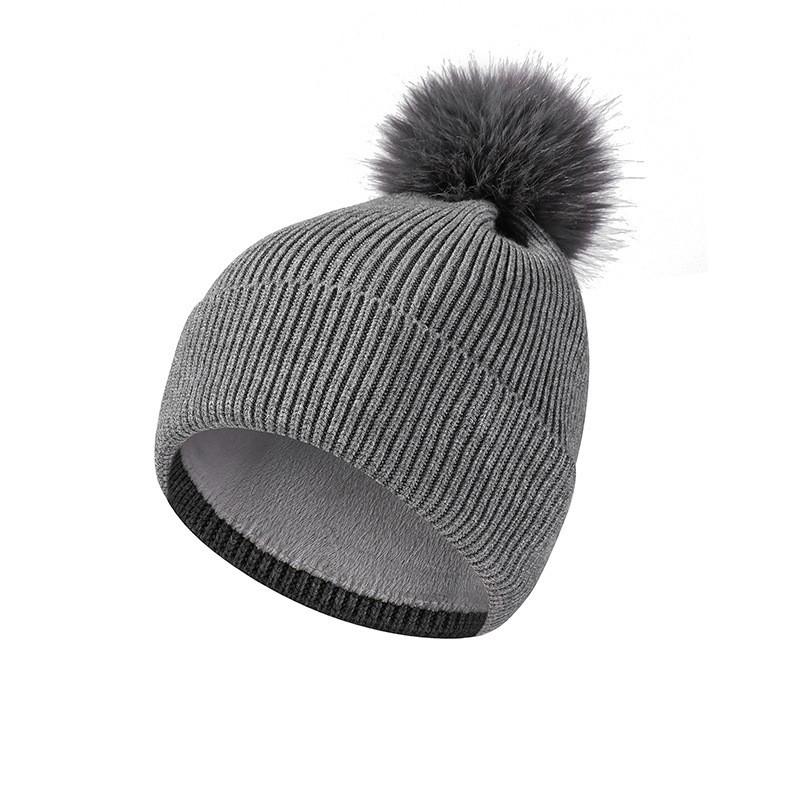 Knitted Hat Scarf Set Women's Autumn Winter Thick Fur Ball Wool Hat Outdoor Ear Protection Warm Hat