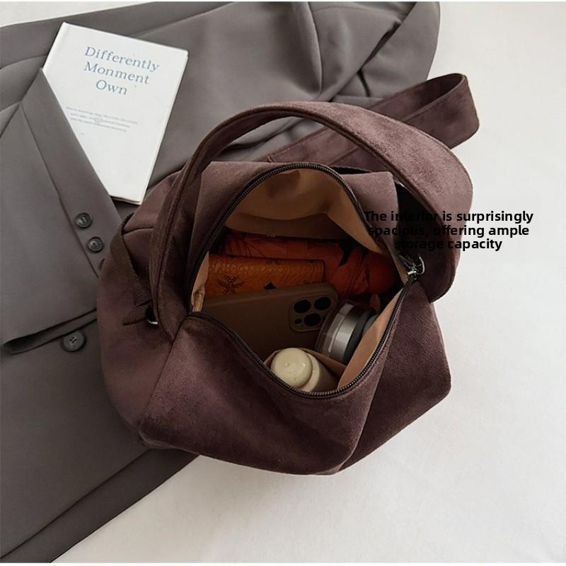 Fashi Slouchy Relaxing Shopping Crossbody Bag Velvet Simple Commuting Tote Bag Large Capacity Versatile Texture Pillow Bag