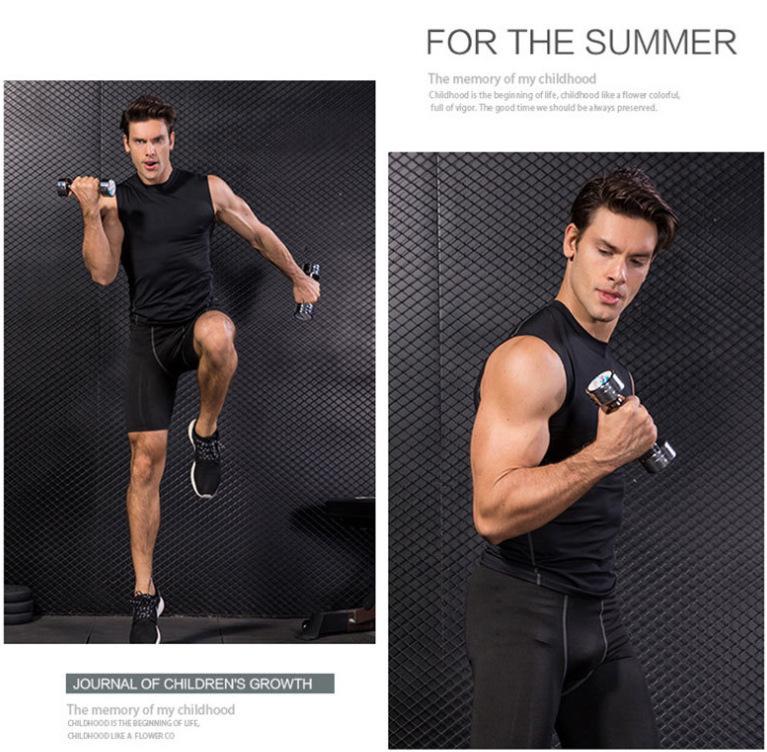 Herrars Snabbtorkande Slim Fit Ärmlös Gymlinne