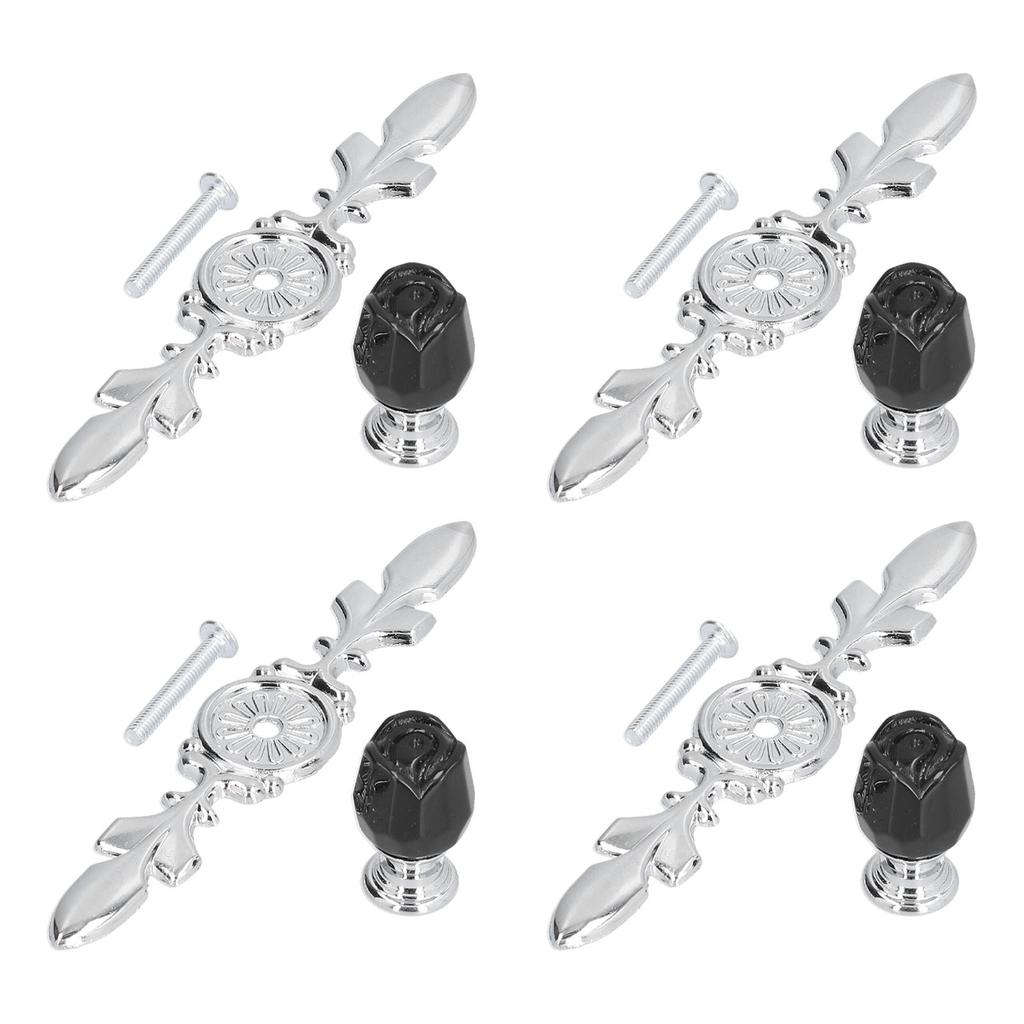 4 Pcs Crystal Handle with Plate European Style Modern Simple Pulls Handles for Drawer Dreser Cabinets