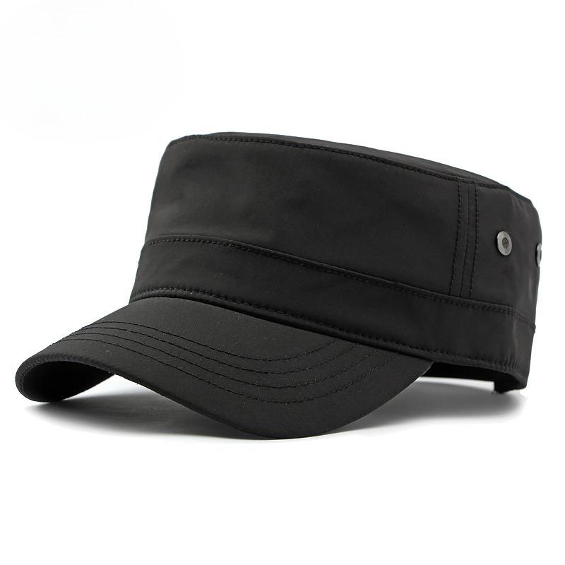 

Unisex Summer Outdoor Military Cap Sun Protection Breathable Flat Top Hat Simple Casual Cadet Cap Army Style Peaked Hat 56-60cm чёрный