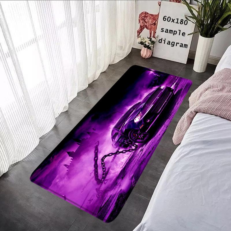 Sports Car Design Carpet Mat Rug - Green/Blue Racing Vehicle Pattern Home Decoration for Living Room Bedroom Non-Slip Floor Mat
