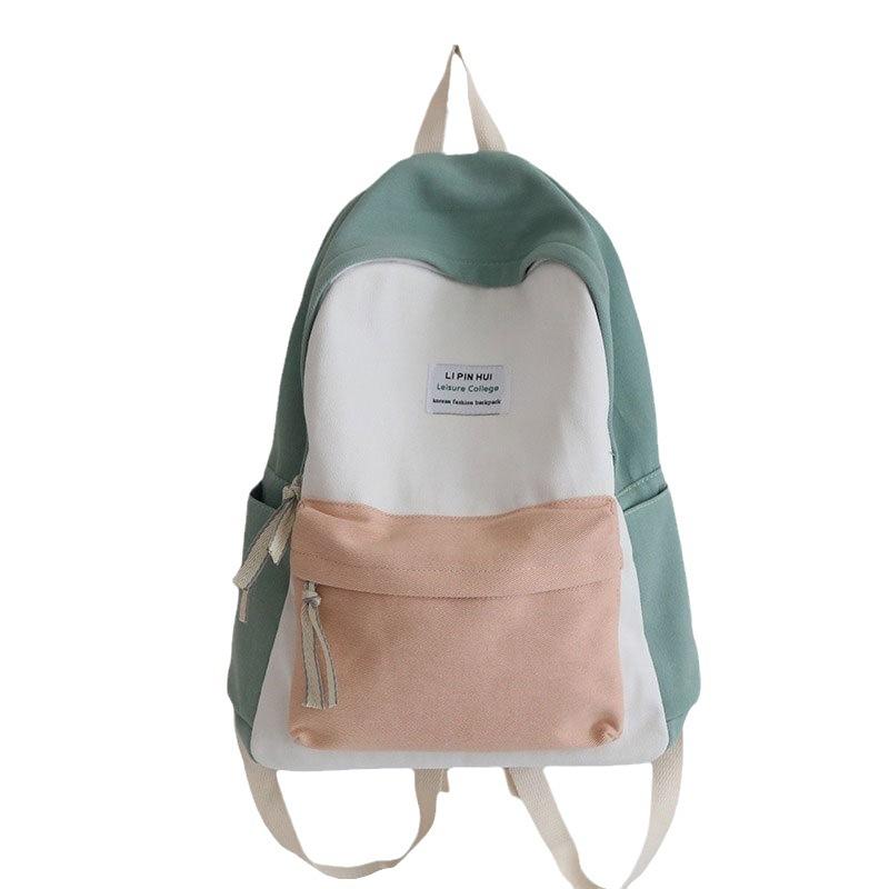 Schoolbag Backpack Contrasting Color Small Fresh Schoolbag Female Junior High School Students Large Capacity Mori Department College Style Size