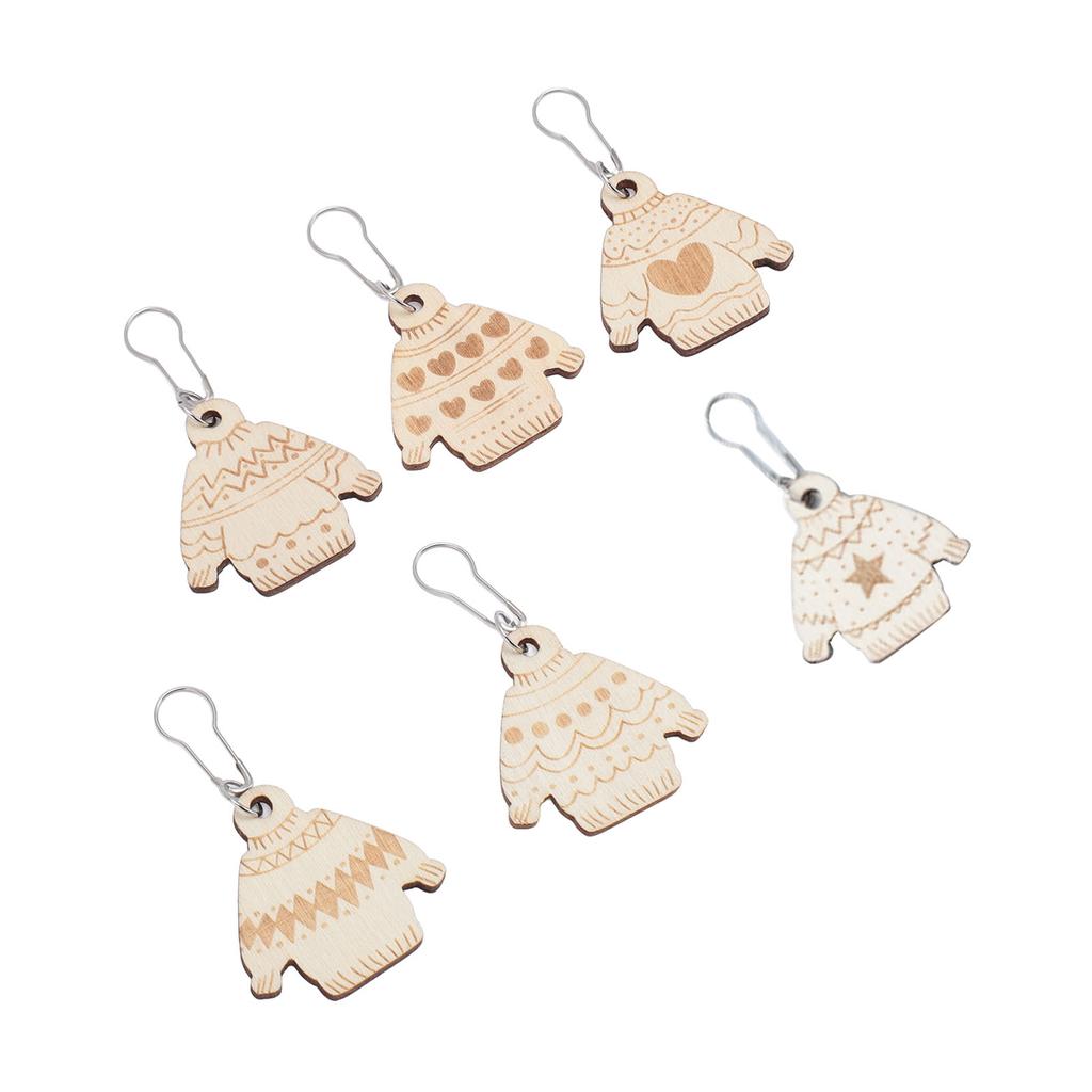 6Pcs Wooden Removable Stitch Markers for Knitting and Crocheting Lightweight Multipurpose Locking