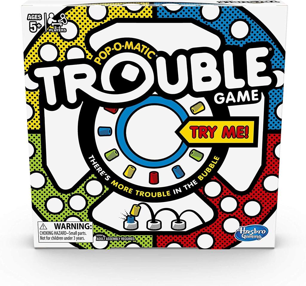 Hasbro Trouble Board Game - 1 Set, Classic Pop-O-Matic Racing Game, Ages 5+, 2-4 Players