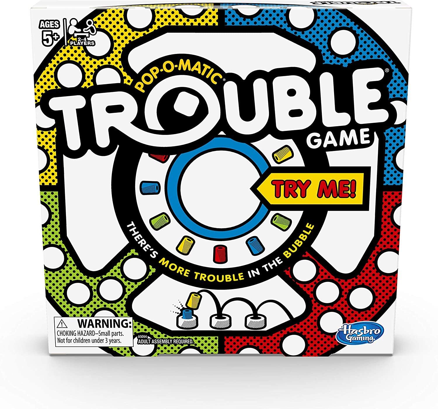 

Hasbro Trouble Board Game - 1 Set, Classic Pop-O-Matic Racing Game, Ages 5+, 2-4 Players