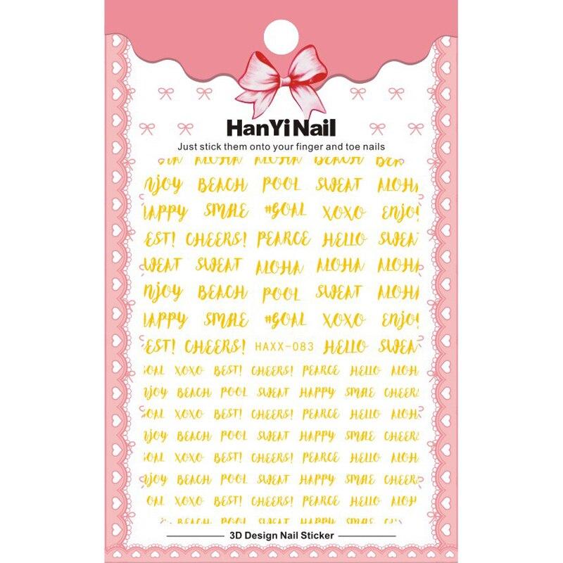 1 Sheet 3D Adhesive Nail Sticker Geometric Patterns Flowers Butterfly Decal for Nail Art Decoration