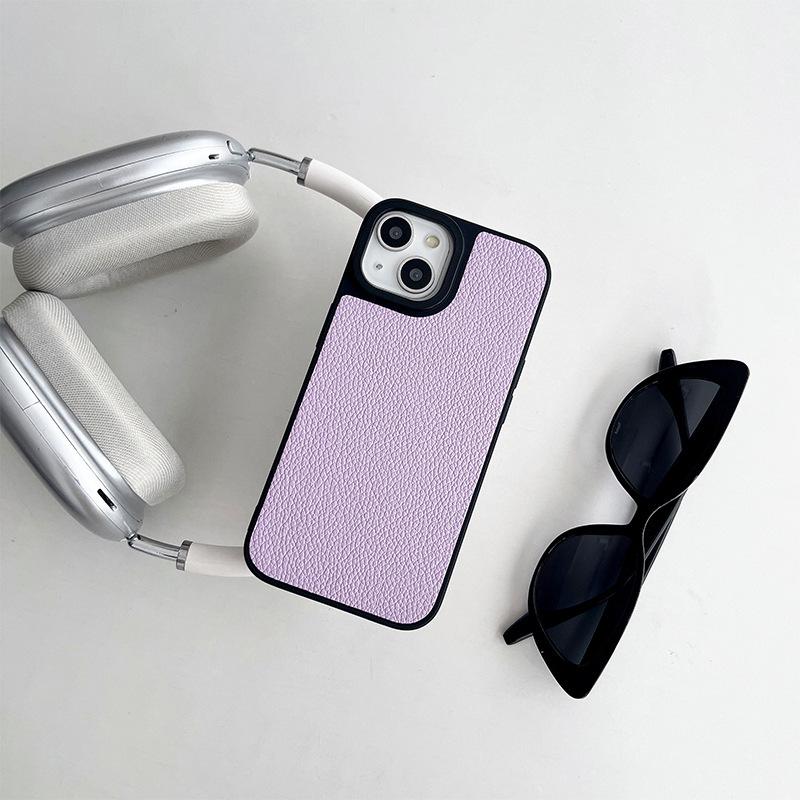 

Solid Color Leather Light Luxury Mobile Phone Case for IPhone16Promax Men and Women for Apple 15plus Trendy and Fashionable (as the picture-33448-)-For iPhone 17Promax