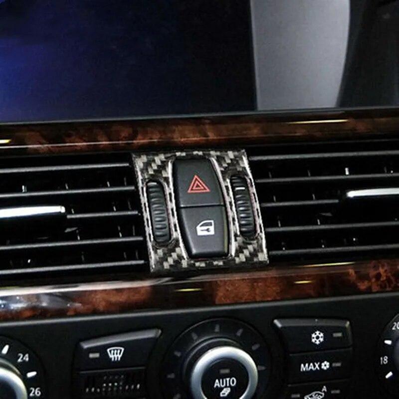 3 sztuk z włókna węglowego przedni klimatyzator samochodowy rama wylotowa pokrywa osłonowa naklejki dla BMW E60 serii 5 2005-10 akcesoria do tuningu samochodów