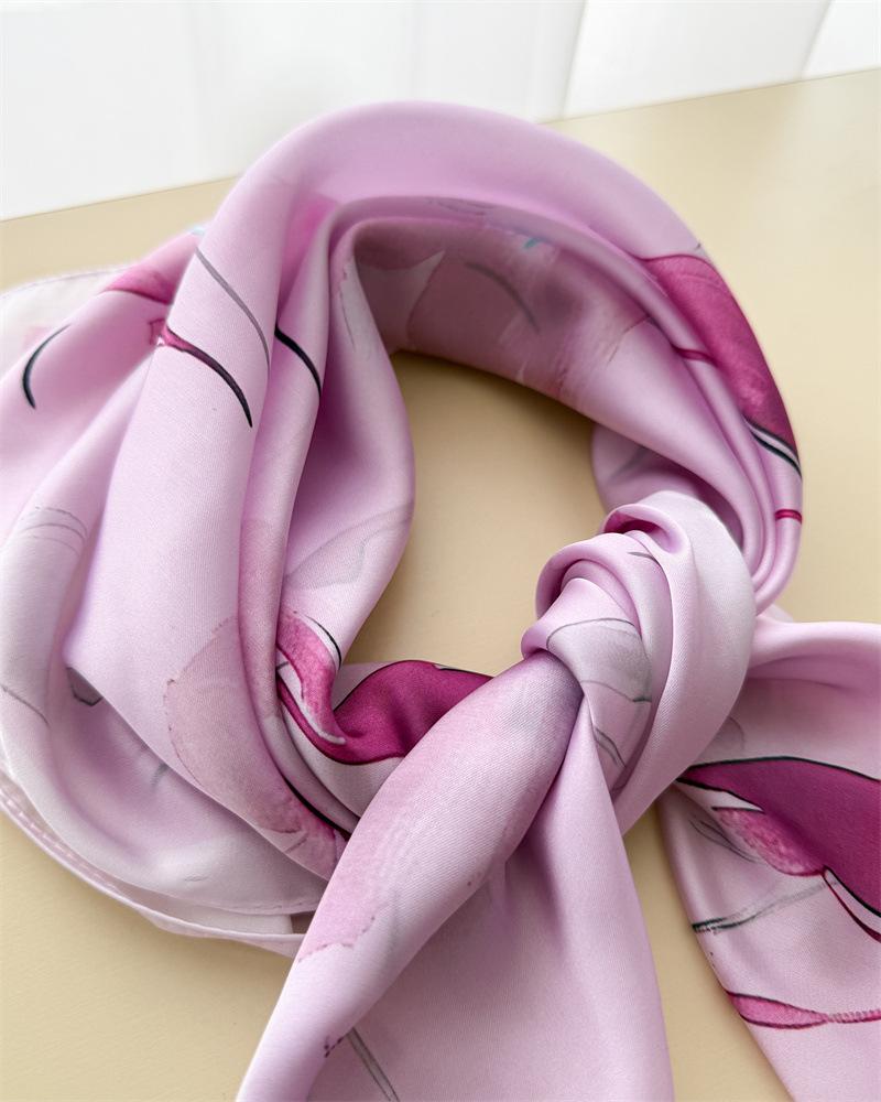Floral Printed Small Square Scarf For Women Summer Sun Protection