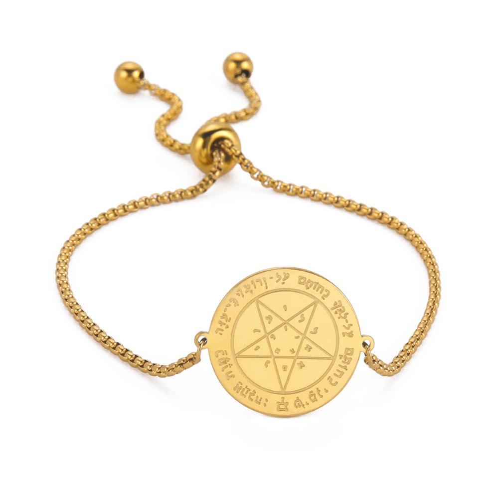Wicca Tetragrammaton Pentacle Bracelet Stainless Steel Magical Solomon Seal Pentagram Protection Sacred Amulet Jewelry