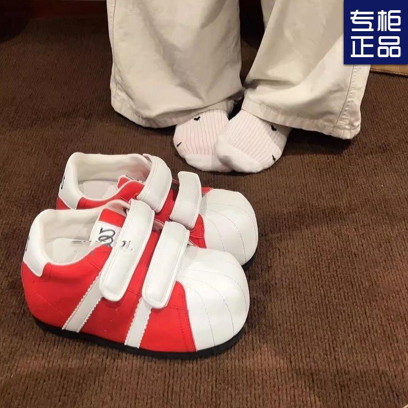 

Липучка уродливые милые ракушечные носки немецкие тренировочные хлебные туфли женские 2025 новые универсальные повседневные спортивные маленькие кеды 40 красный