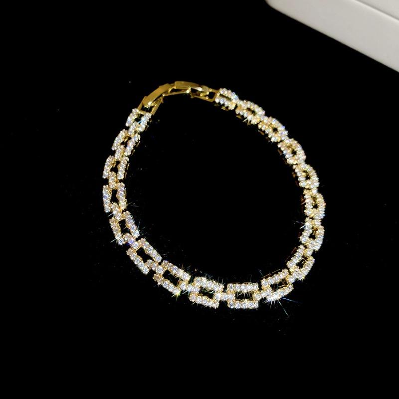 Rhombus hollow zircon flower bracelet light luxury high-end bracelet fashion trend personalized jewelry women