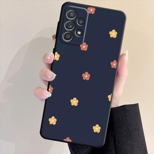 

Милый чехол с цветочным рисунком для Samsung Galaxy A71 A31 A51 A32 A72 A52 A23 A13 A33 A21s A22 A53 A11 A52s A12, матовая броня, черный мягкий чехол Samsung A14 5G