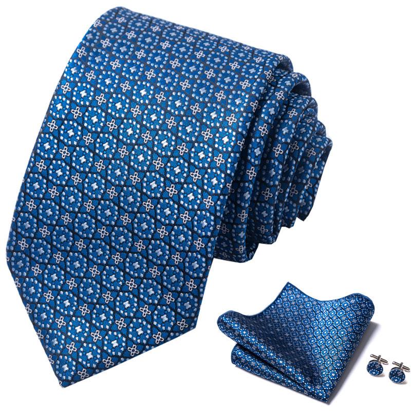 Men's Business Formal Tie Set: Includes Tie, Pocket Square & Cufflinks for Evening Parties. Fashionable & Popular.