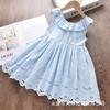 Girls' Summer Lace Embroidered Dress with Bow
