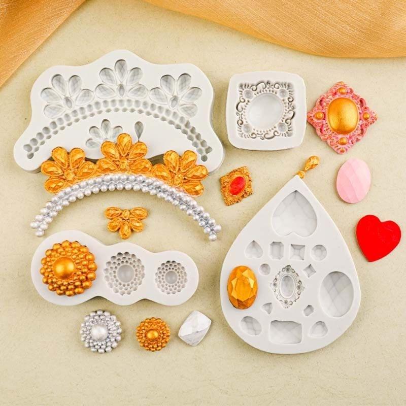 Food Grades Silicone Jewelry Shape Molds For Wedding Birthday Cakes Toppers Crafting Detachable Baking Accessories