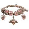 Exquisite Pink Heart-Shaped Glass Bead Bracelet: Chic, Trendy Gift for Best Friends