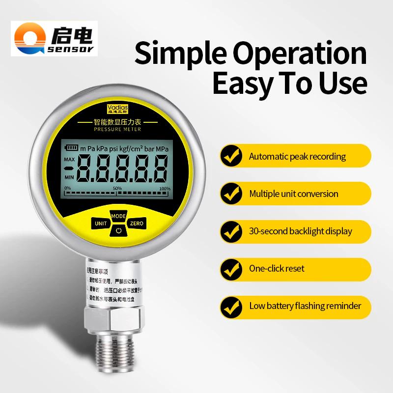 Digital Pressure Gauge 0.1bar/1bar/10bar Pressure Meter -100kpa -0.1-0.06Mpa Pressure Manometer 30bar Digital Pressure Gauge