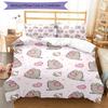 3pcs Pusheeen Design Cover Set - HD Printed Bedding with 1 Cover and 2 Pillowcases - Perfect for Home and Dorm Decor