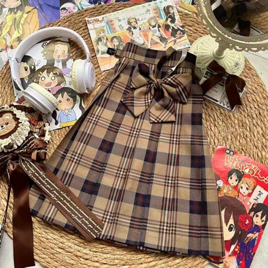 

Little Brown Japanese JK High-Waist Plaid A-line Pleated Skirt, Sweet Academy Style for Spring/Summer S