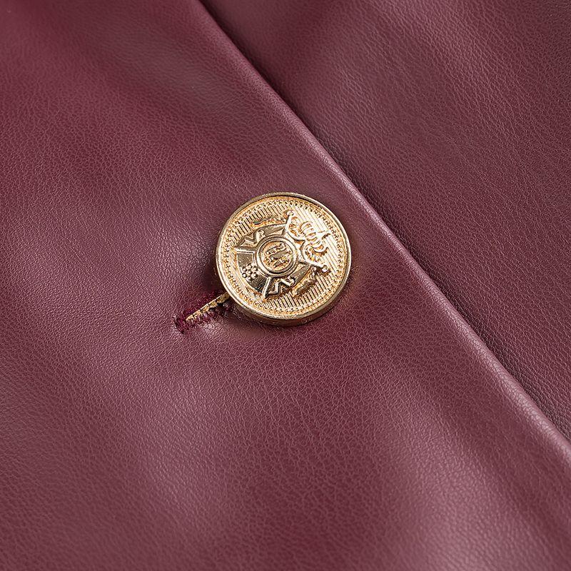 Kaslead New Arrival Women's Clothing Fashion Style Fashion Simple Double Breasted Jacket Outwear Mid-Length Dress Set