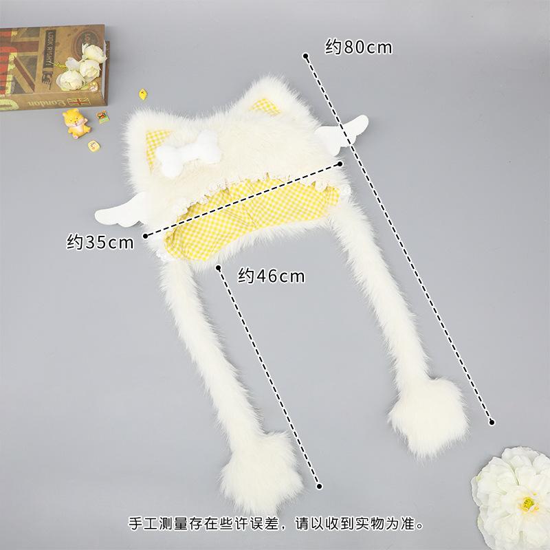 Lolita Plush Headgear Demon Ears Hats Winter Outdoor Warm Headwear Angel Wings Cap Gorro Ear Protection Hats Gifts