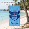 NSW Blues Custom Name Printed Beach Towel Personalized Soft Towel For Swimming Beach Travel