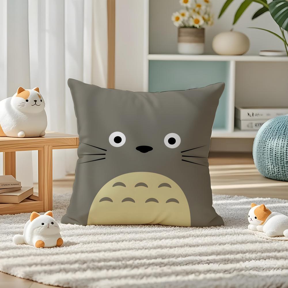 T-Totoro Pillow Case Silky Elegant Comfort Sofa Bed Invisible Zipper