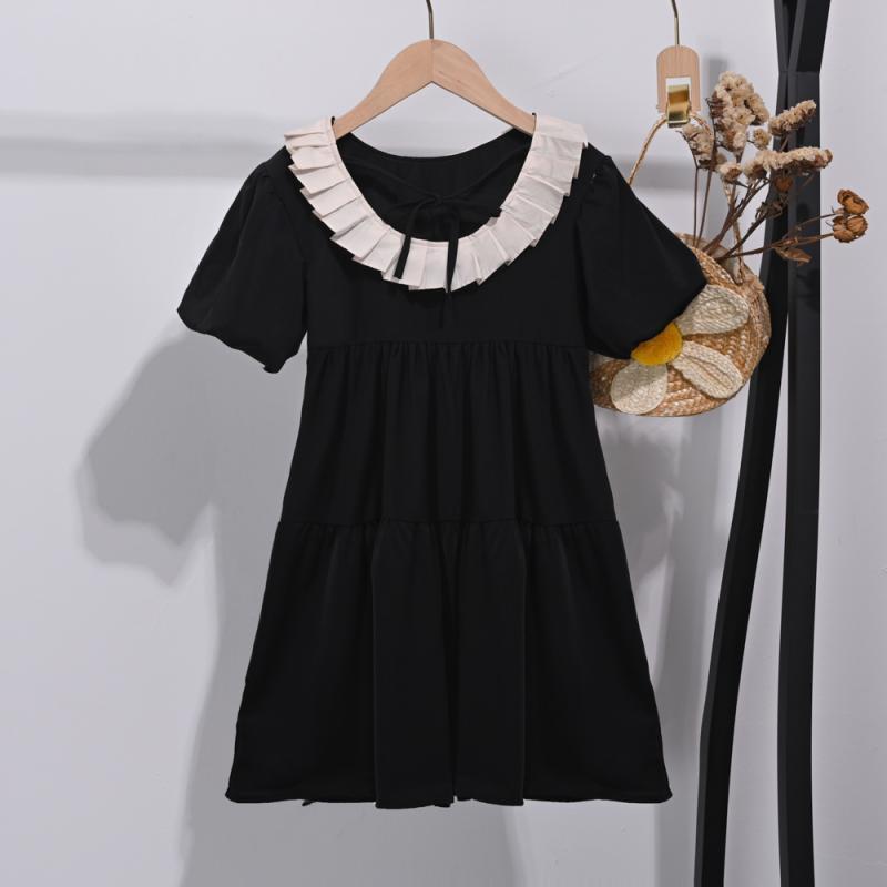 Girls Summer Short Sleeve Dress Preppy Shirt Dress 110