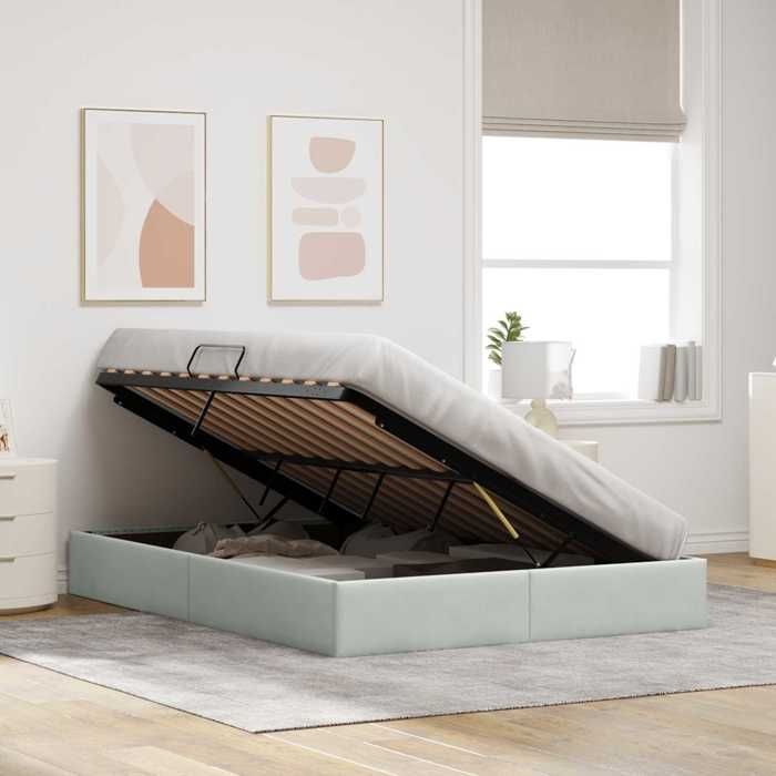 Maison Exclusive - Cadre de lit ottoman Gris clair 140 x 200 cm Velours