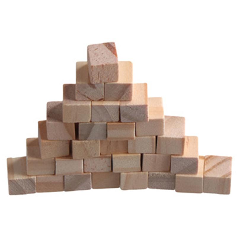 100pcs Unfinished Blank Mini DIY Wooden Square Solid Cubes for Woodwork Craft