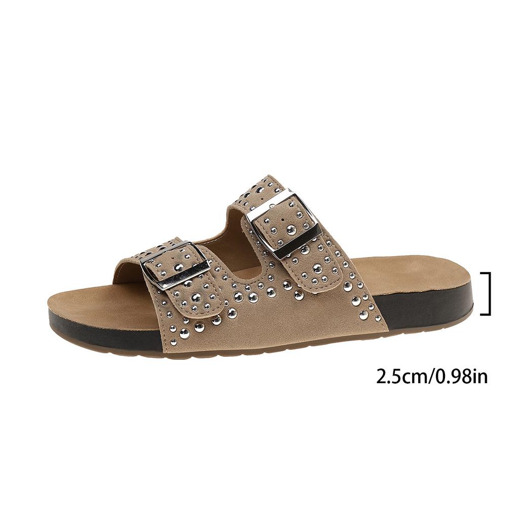 Thick-soled cool slippers women's summer wear retro new rhinestone soft-soled non-slip women's shoes