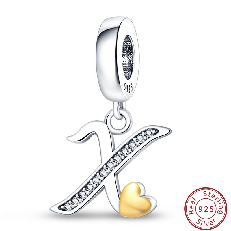 26 English Letter Series Copper Gold Heart-Shaped Design Charms Beads 3Mm Diy Fine Jewelry Making