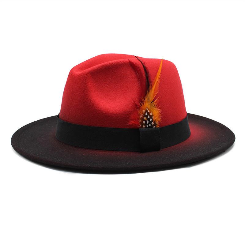 Fedora Hat For Men Women With Gradient Color Wool Felt Sun Protection Outdoor Fashion Accessory