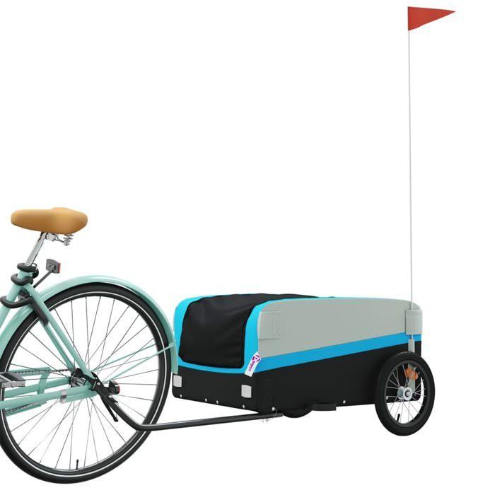 VidaXL Bicycle Trailer Black and Blue 45 Kg Iron 94044