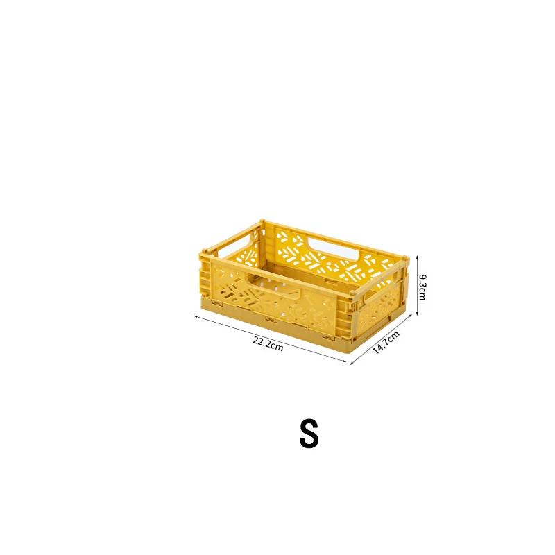 

Crate Collapsible Storage Box Plastic Folding Basket Home Office Storage Supplies Cosmetic Container Box Desktop Organizer Boxes