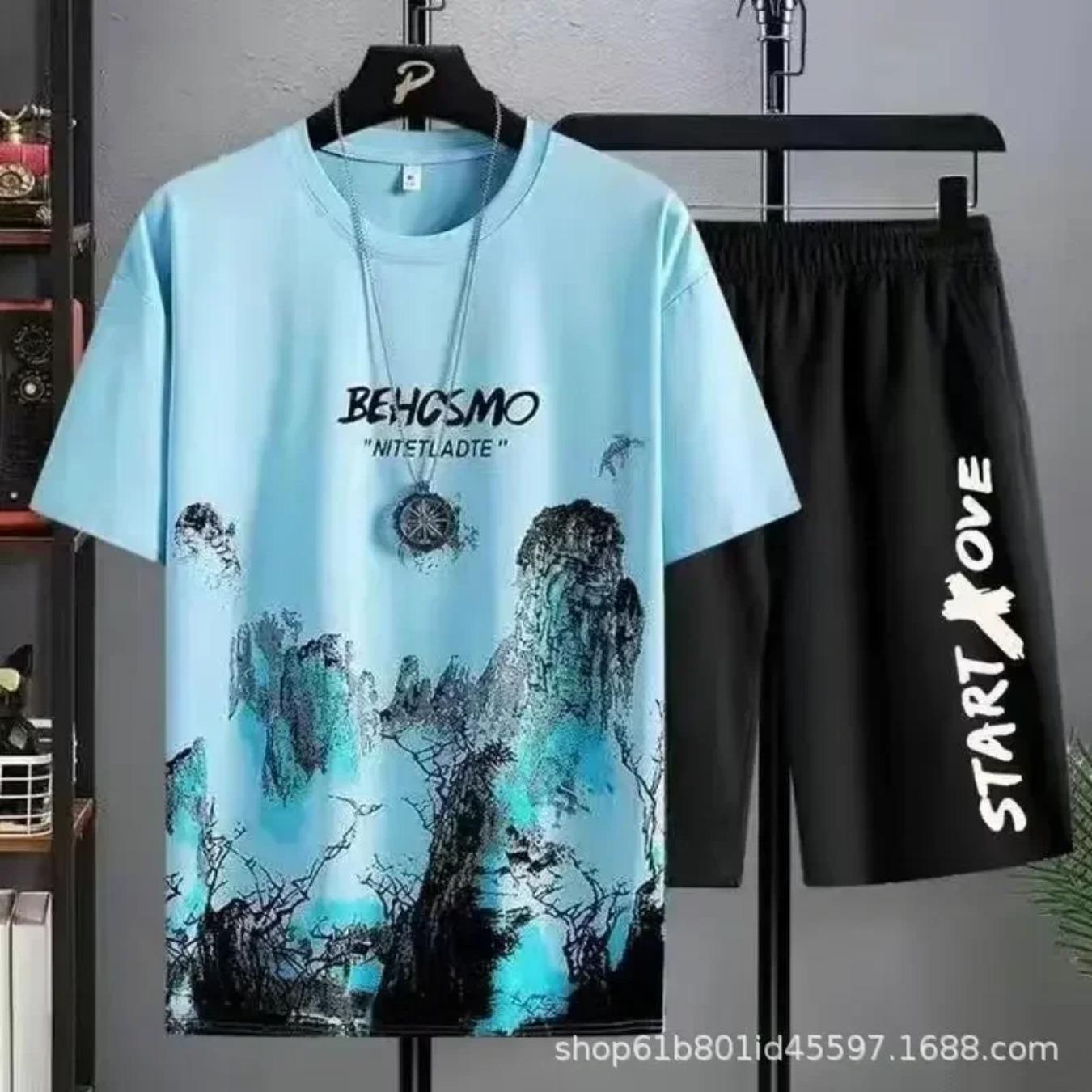 

Summer Casual set Silk Gradient Short Men Sleeve T-shirt Shorts Set Sport set Outfit Male Clothing 5-6Y