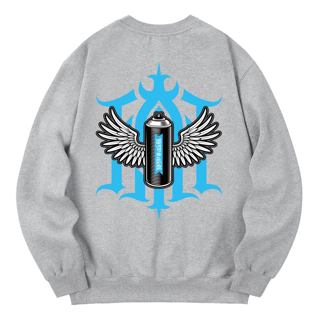 KAN6312 Kmg0066 Graffiti Fleece-Lined Sweatshirt - Gray