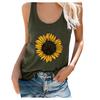Frauen Plus Größe Sommer Sonnenblumen Druck Rundhals Ärmelloses T-shirt Top Tank