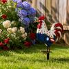 2D Flat Rooster Garden Stake Outdoor Yard Decoration Metal Lawn Ornament for Patio Lawn and Garden
