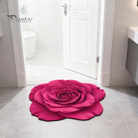 Diatomaceous Earth Floor Mat Irregular Shape Quick-Drying Floral Doormat Anti-Slip Safety Non-slip Backing Easy Maintenance Soft Cozy Rug Bathroom