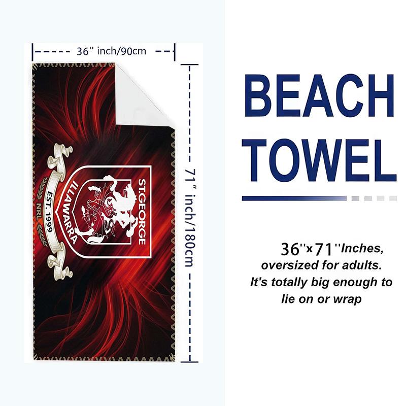 St George llawarra Print Beach Towel, Large Soft Quick Dry Towel for Beach Camping Swimming