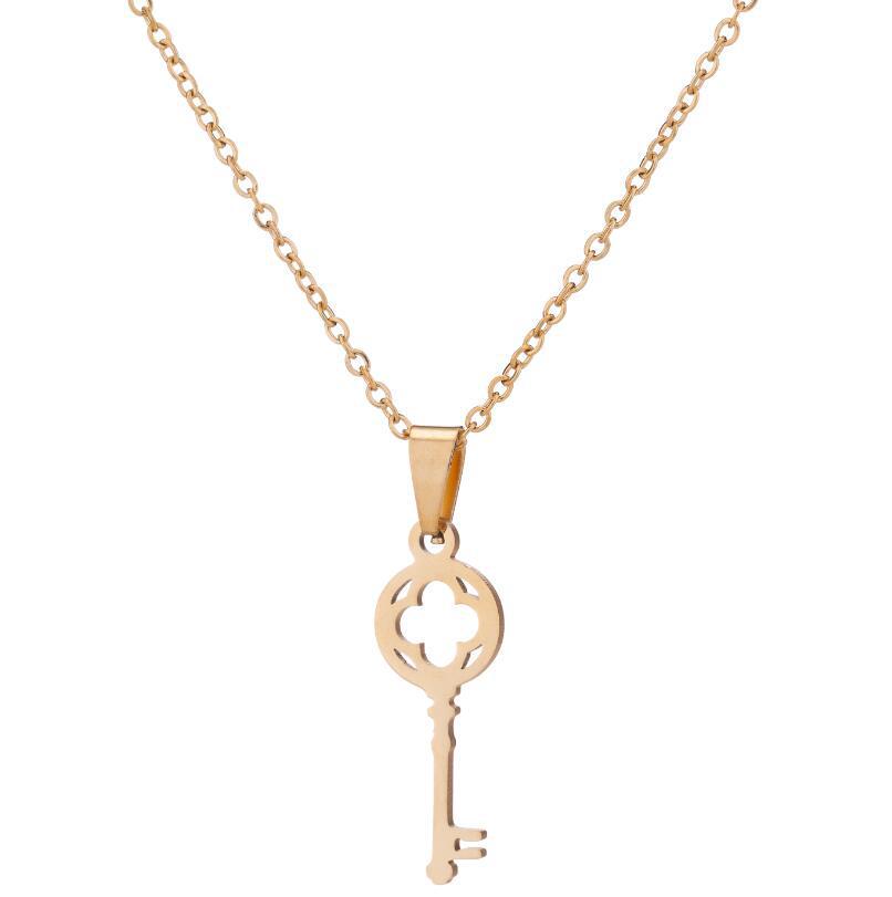 Collier avec pendentif clé géométrique creux de style coréen